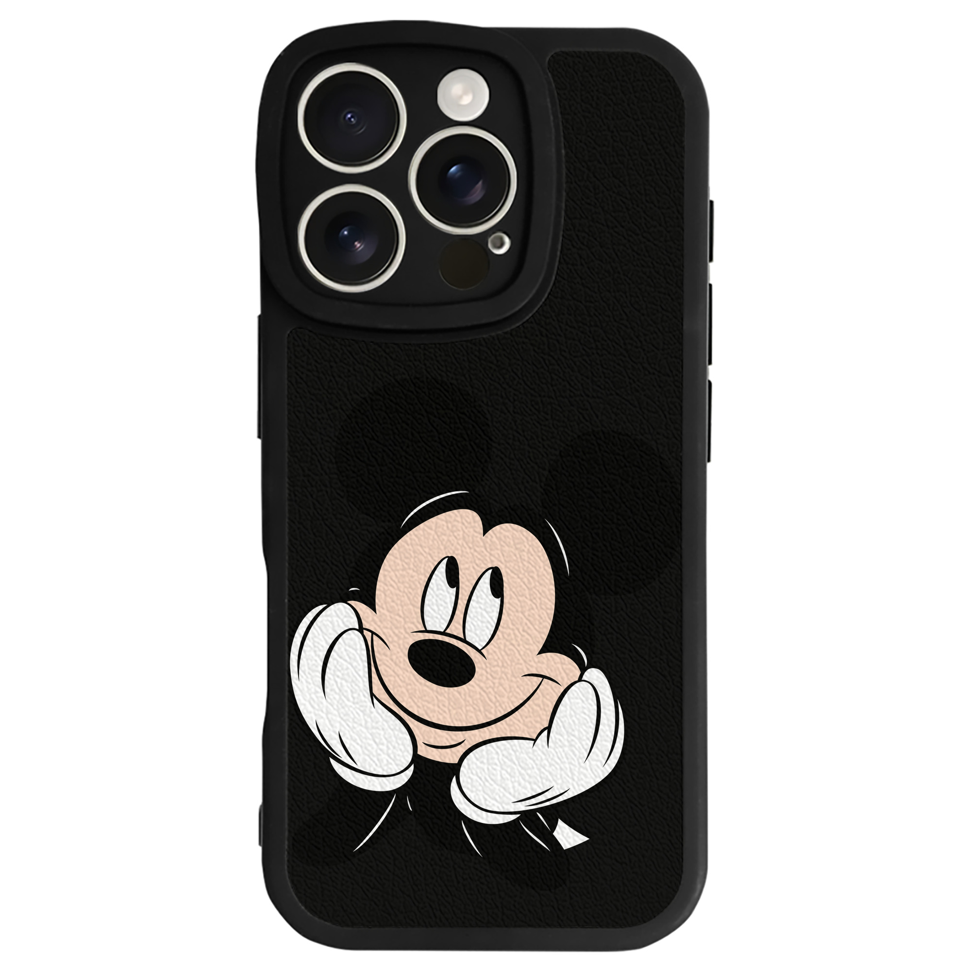 （画像用） ミッキーマウス Mickey Mouse 【iPhone 16シリーズ対応】シリコンスマホケース（レザー調） 材質：シリコン